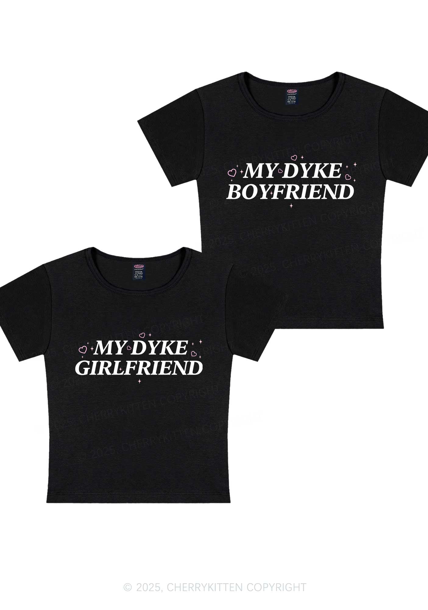 My Dyke BF GF Y2K Valentine's Day Baby Tee Cherrykitten