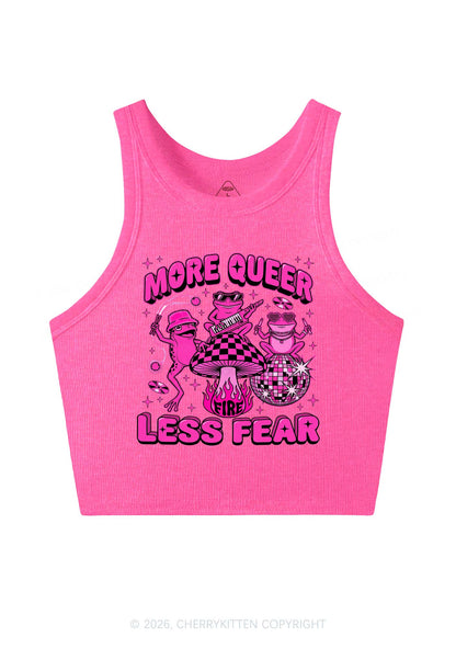 More Queer Less Fear Pride Y2K Crop Tank Top Cherrykitten