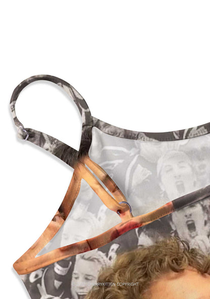 Cheek Kiss HR Y2K Print Slip Dress Cherrykitten