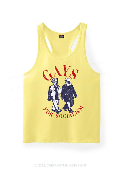 Gays For Socialism Pride Y2K Men Racerback Tank Top Cherrykitten