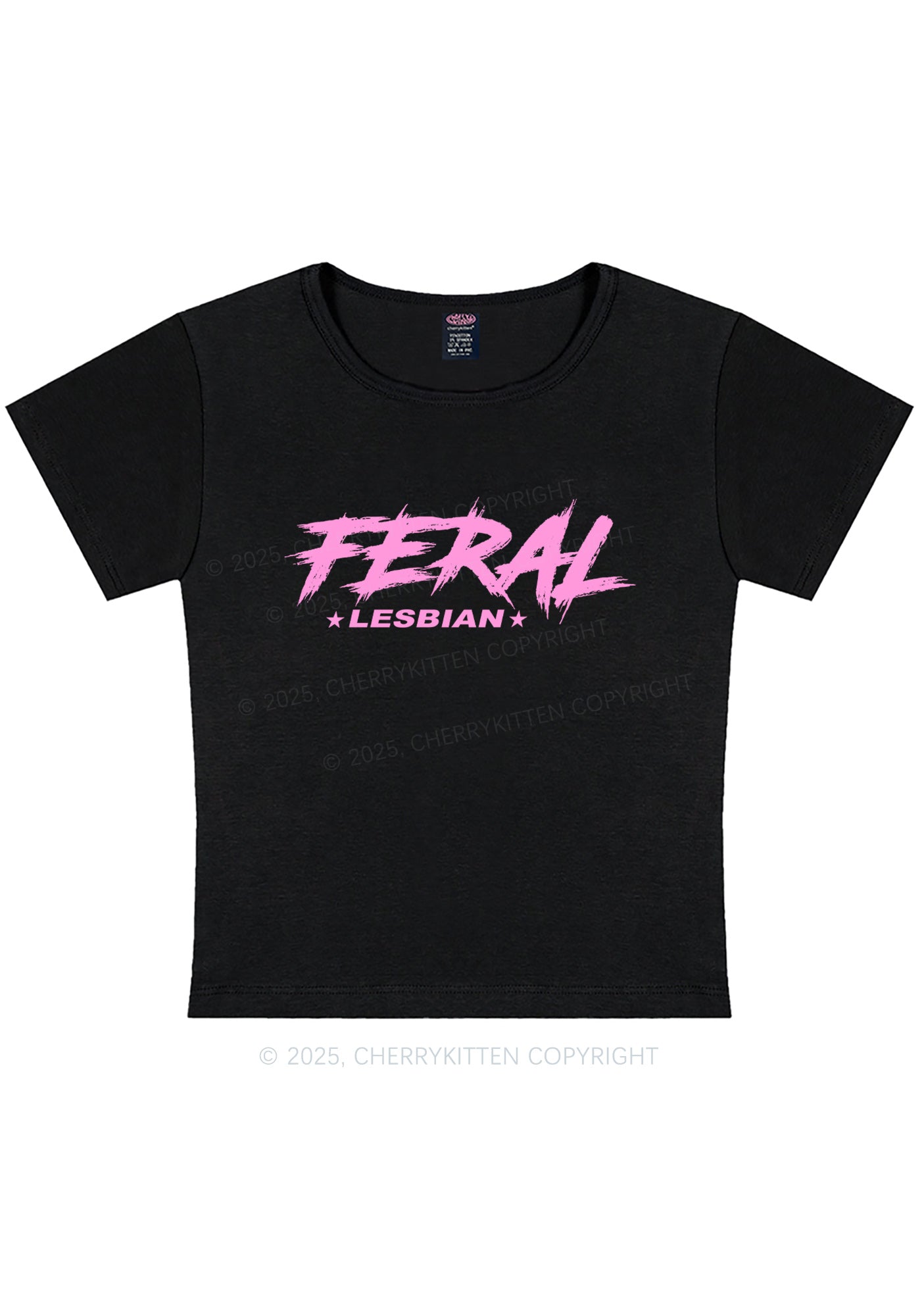Feral Lesbian Pride Y2K Baby Tee Cherrykitten