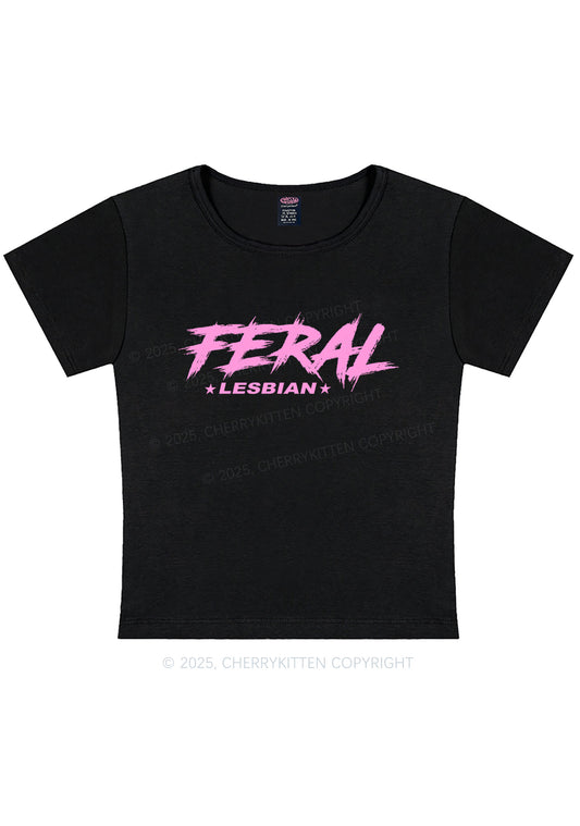 Feral Lesbian Pride Y2K Baby Tee Cherrykitten