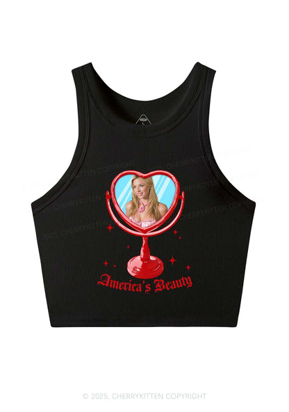 Custom Mirror Beauty Y2K Crop Tank Top Cherrykitten