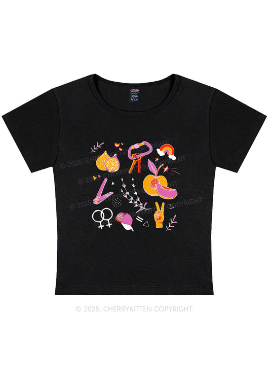 Lesbian Symbols Y2K Baby Tee Cherrykitten