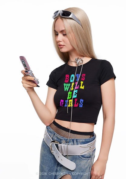 Boys Will Be Girls Pride Y2K Baby Tee Cherrykitten