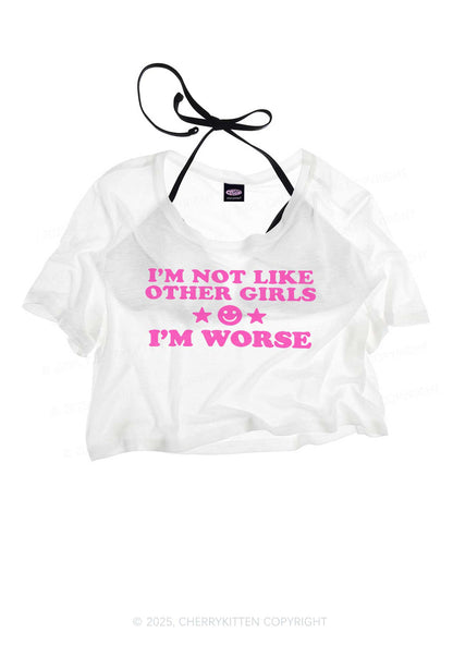 I'm Worse Y2K Sheer Crop Tee Cherrykitten