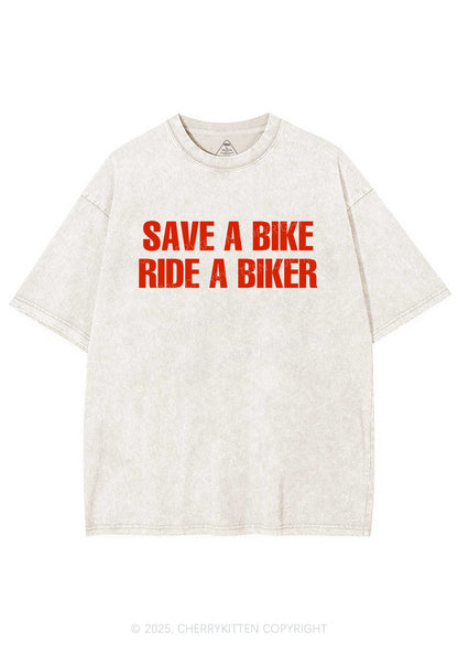 Save Bike Ride Biker Y2K Shirts Washed Tee Cherrykitten