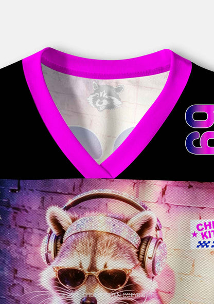 Club DJ Raccoon Y2K Crop Sport Jersey Shirts Cherrykitten
