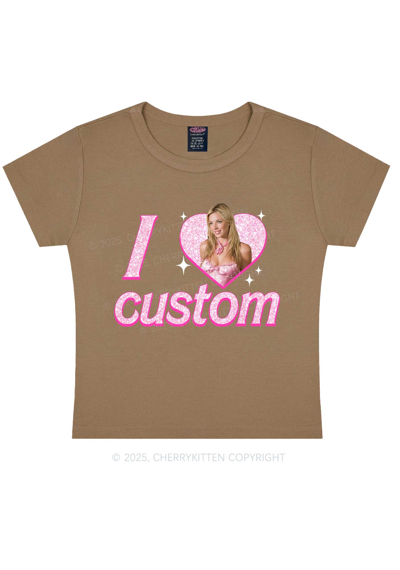Custom I Love Photo Y2K Baby Tee Cherrykitten