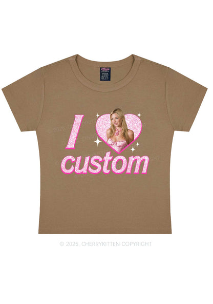 Custom I Love Photo Y2K Baby Tee Cherrykitten