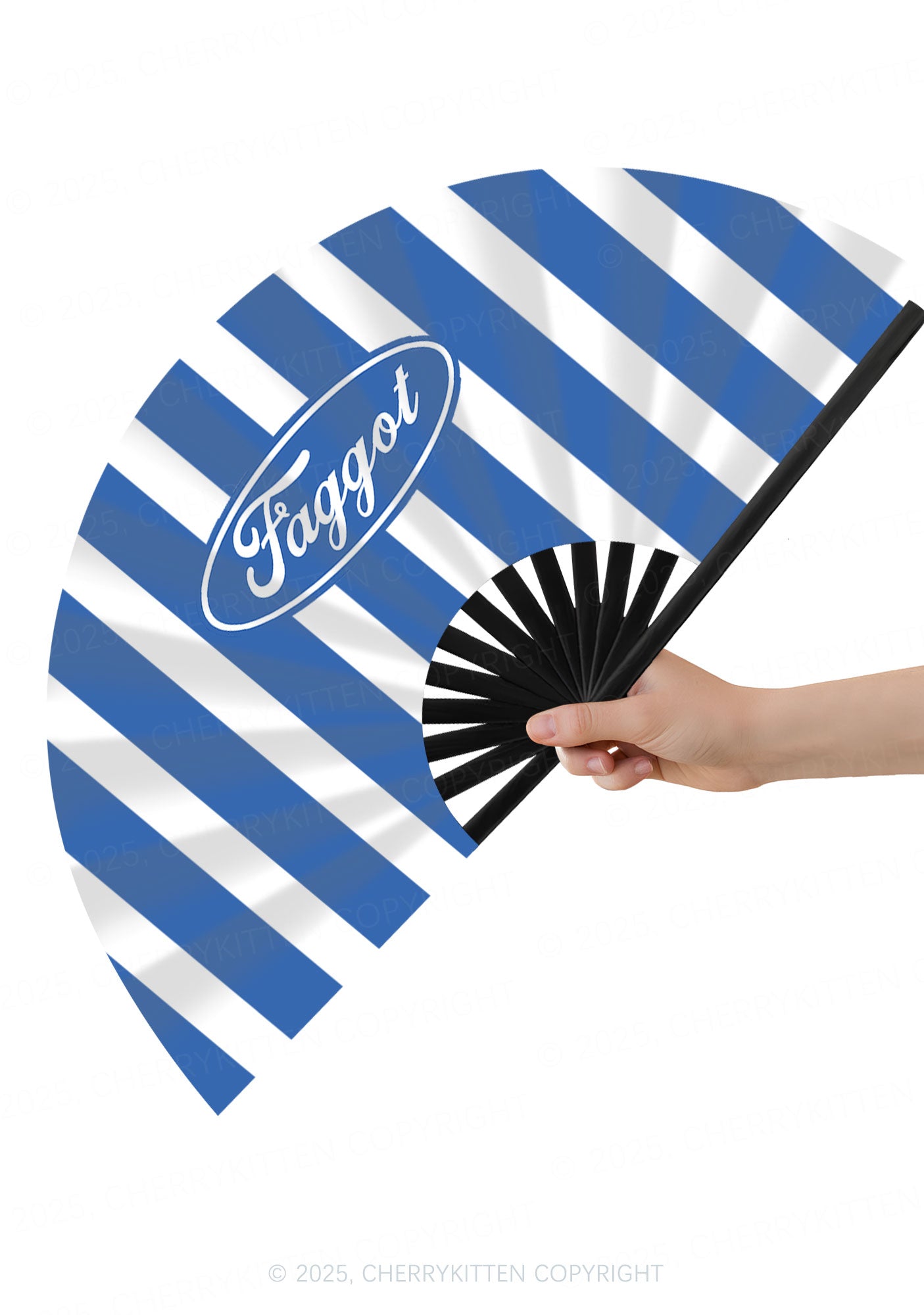 Blue Faggot Pride Y2K Rave Hand Fan Cherrykitten