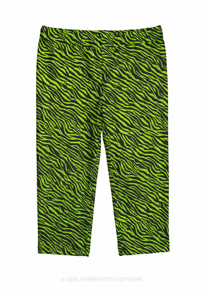 Green Zebra Y2K Print Capri Pants Cherrykitten