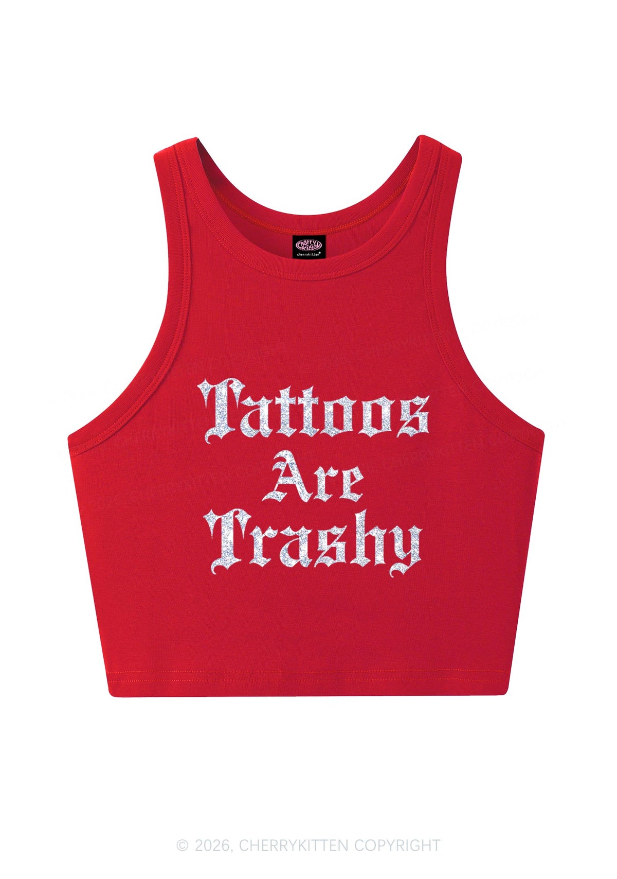 Glitter Tattoos Are Trashy Y2K Crop Tank Top Cherrykitten