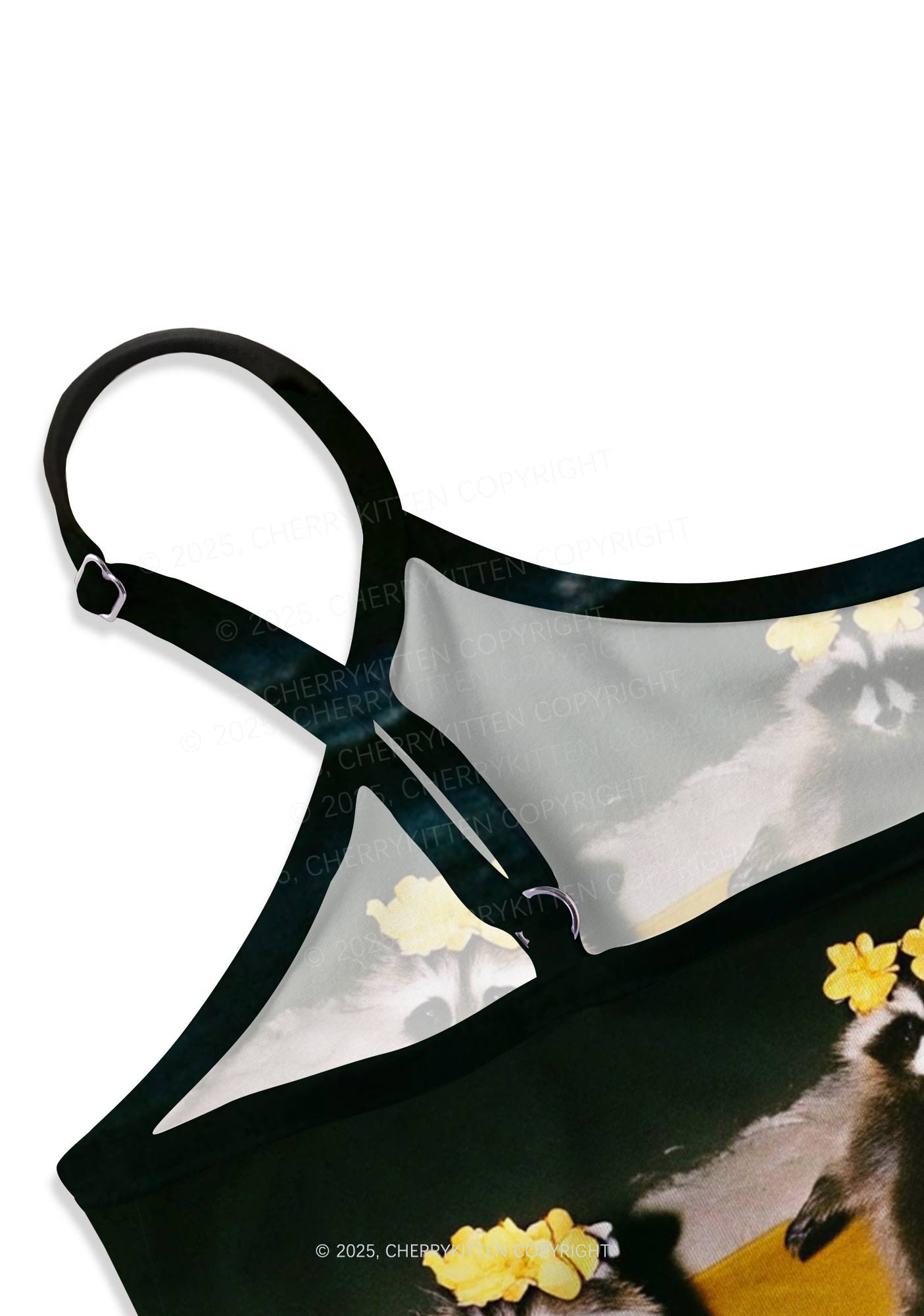 Yoga Raccoon Y2K Print Cami Crop Top Cherrykitten