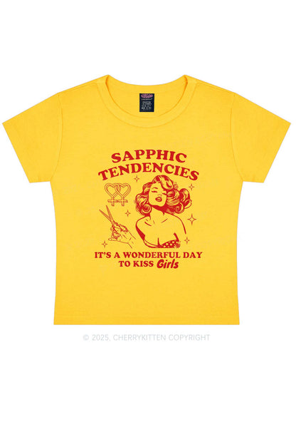 Sapphic Tendencies Kiss Girls Y2K Baby Tee Cherrykitten