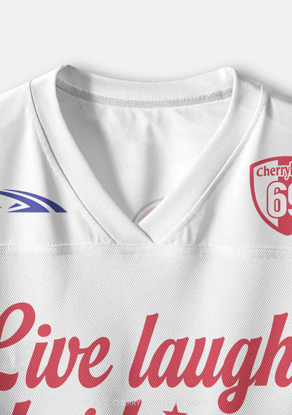 White Live Laugh Lesbian Pride Y2K Crop Sport Jersey Shirts Cherrykitten