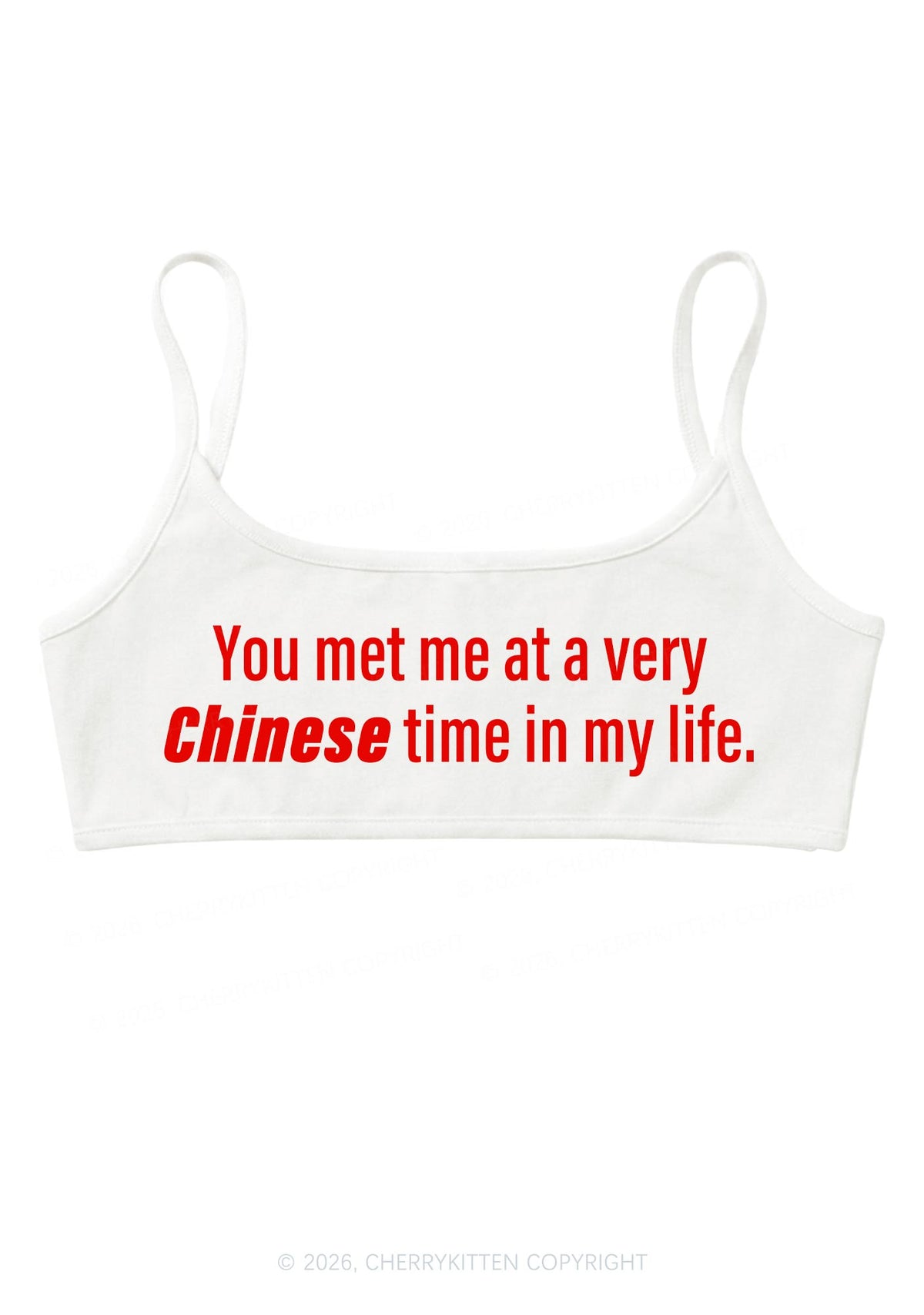 Met Me At Chinese Time In My Life Y2K Super Crop Cami Cherrykitten