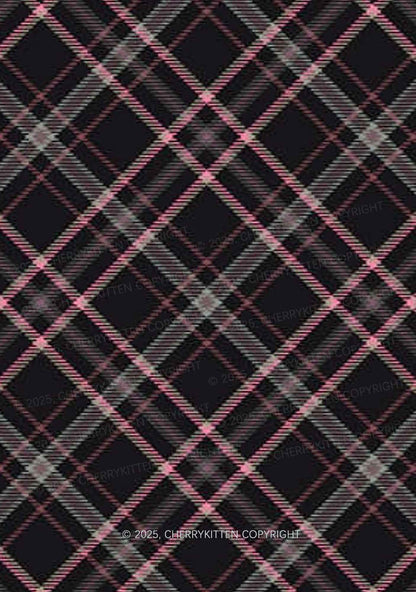 Pink Plaid Y2K Print Long Sleeve Pajama Set Cherrykitten