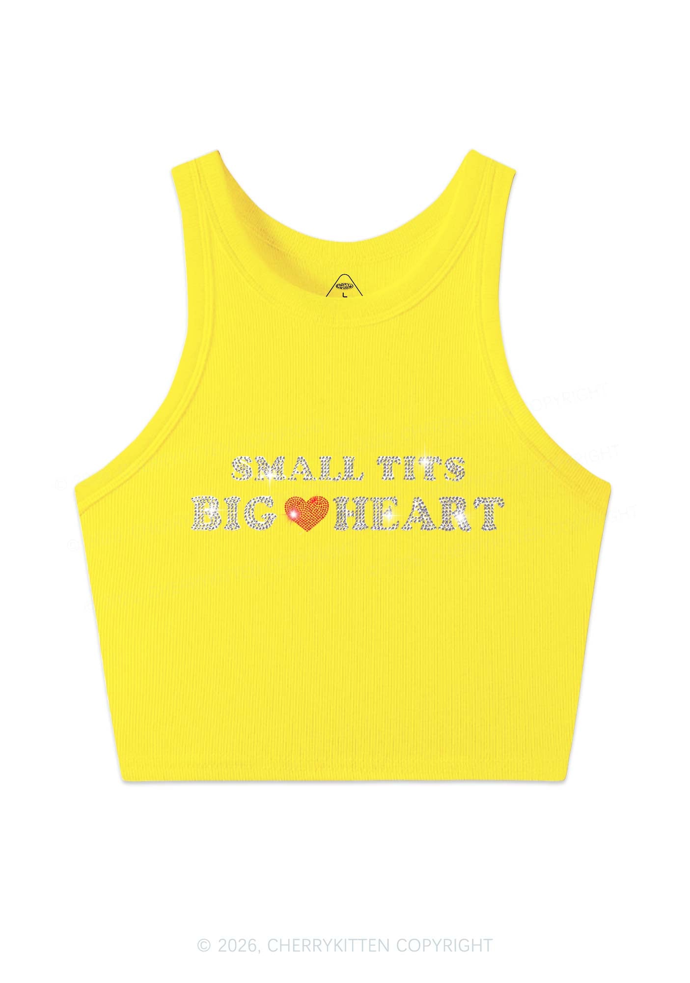 Rhinestone Big Heart Y2K Crop Tank Top Cherrykitten
