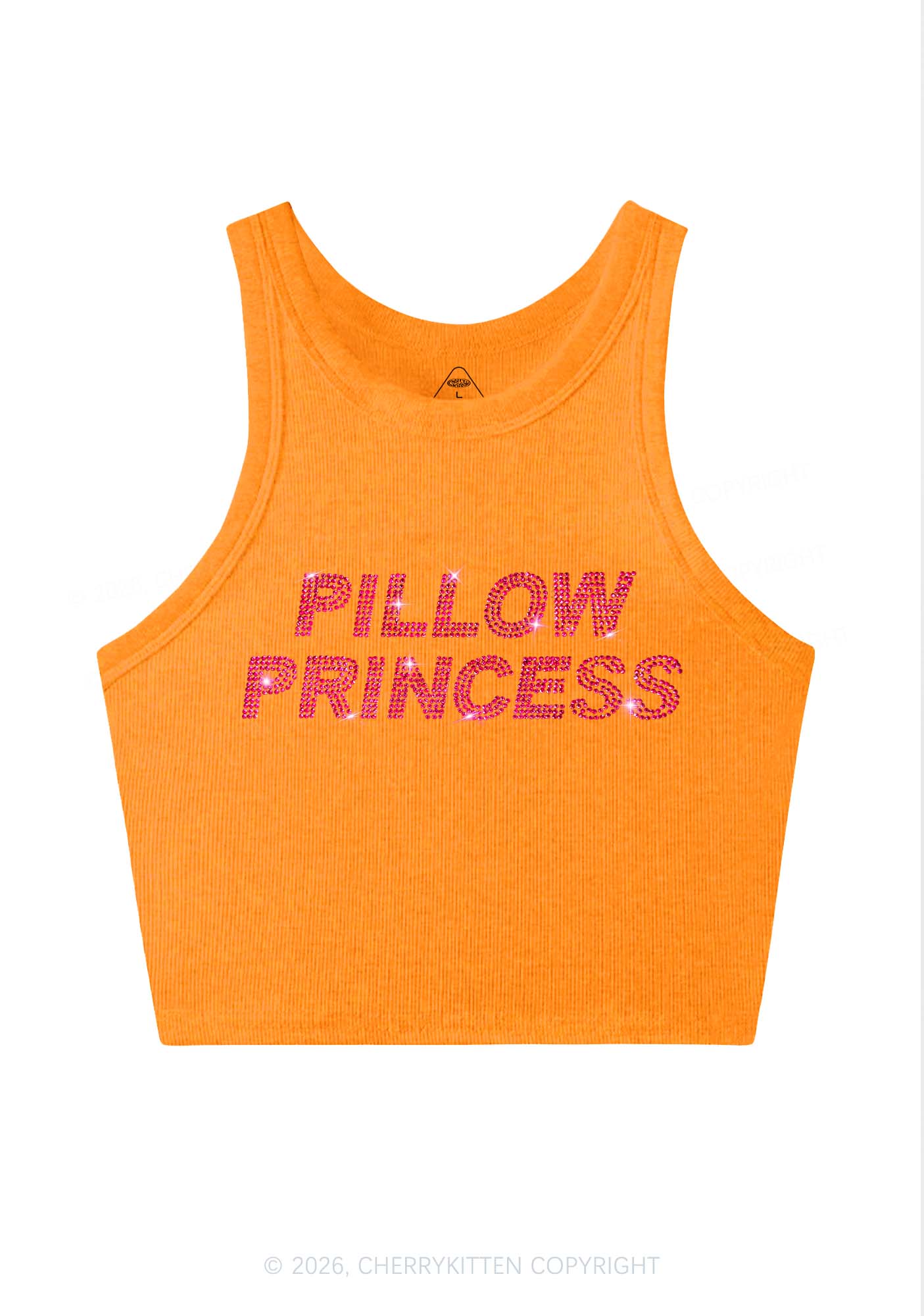 Rhinestone Pillow Princess Y2K Crop Tank Top Cherrykitten