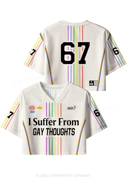 I Suffer From Gay Thoughts Pride Y2K Crop Sport Jersey Shirts Cherrykitten