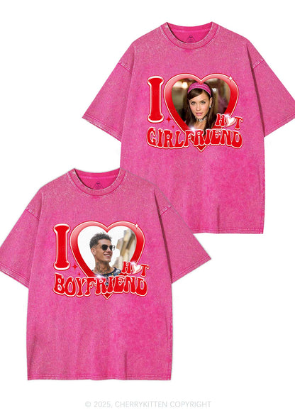 Custom I Love My Hot GF BF Y2K Valentine's Day Washed Tee Cherrykitten
