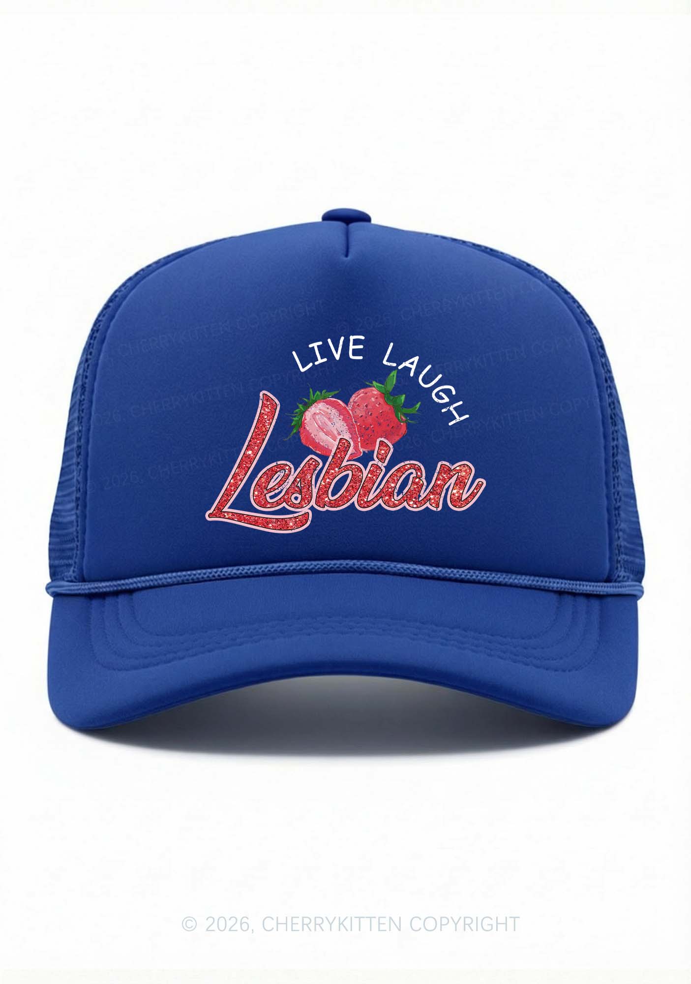 Live Laugh Lesbian Pride Y2K Trucker Hat Cherrykitten