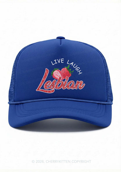 Live Laugh Lesbian Pride Y2K Trucker Hat Cherrykitten