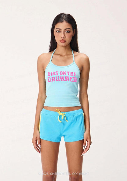 Glitter Dibs On The Drummer Y2K Halter Neck Cami Cherrykitten