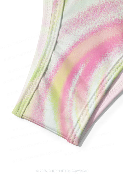 Pink Swirl Y2K Print Bikini Set Cherrykitten