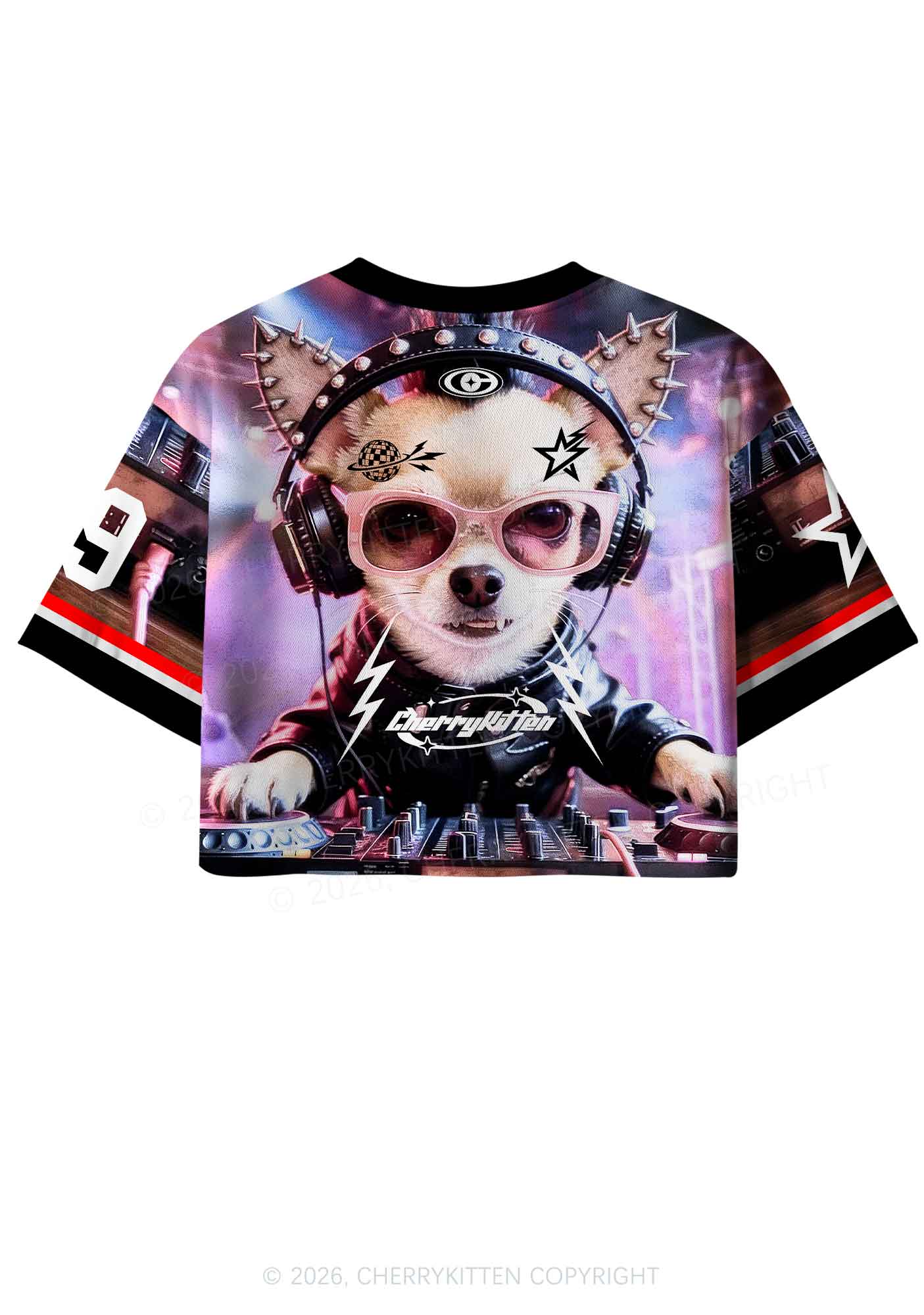 Punk Rock Chihuahua DJ Y2K Crop Sport Jersey Shirts Cherrykitten