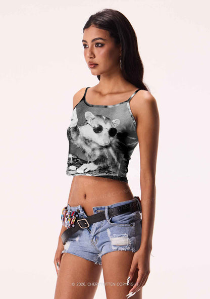 DJ Opossum Rock Y2K Print Cami Crop Top Cherrykitten