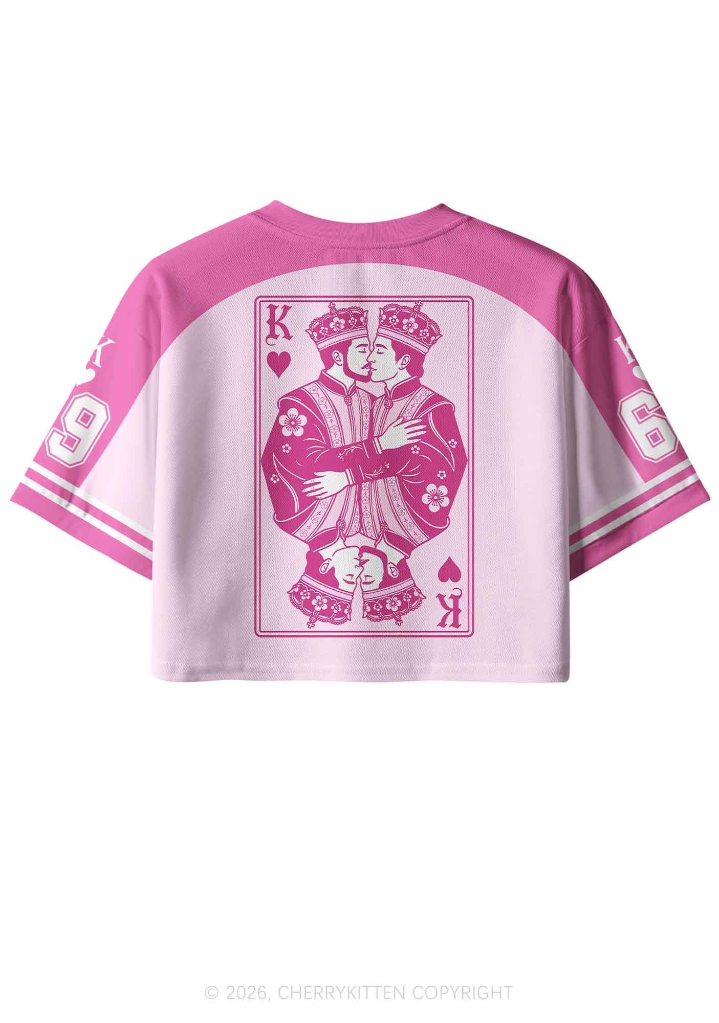 Pink Floral Two Kings Pride Y2K Crop Sport Jersey Shirts Cherrykitten