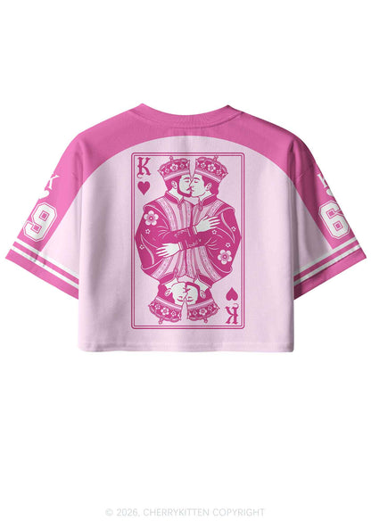 Pink Floral Two Kings Pride Y2K Crop Sport Jersey Shirts Cherrykitten