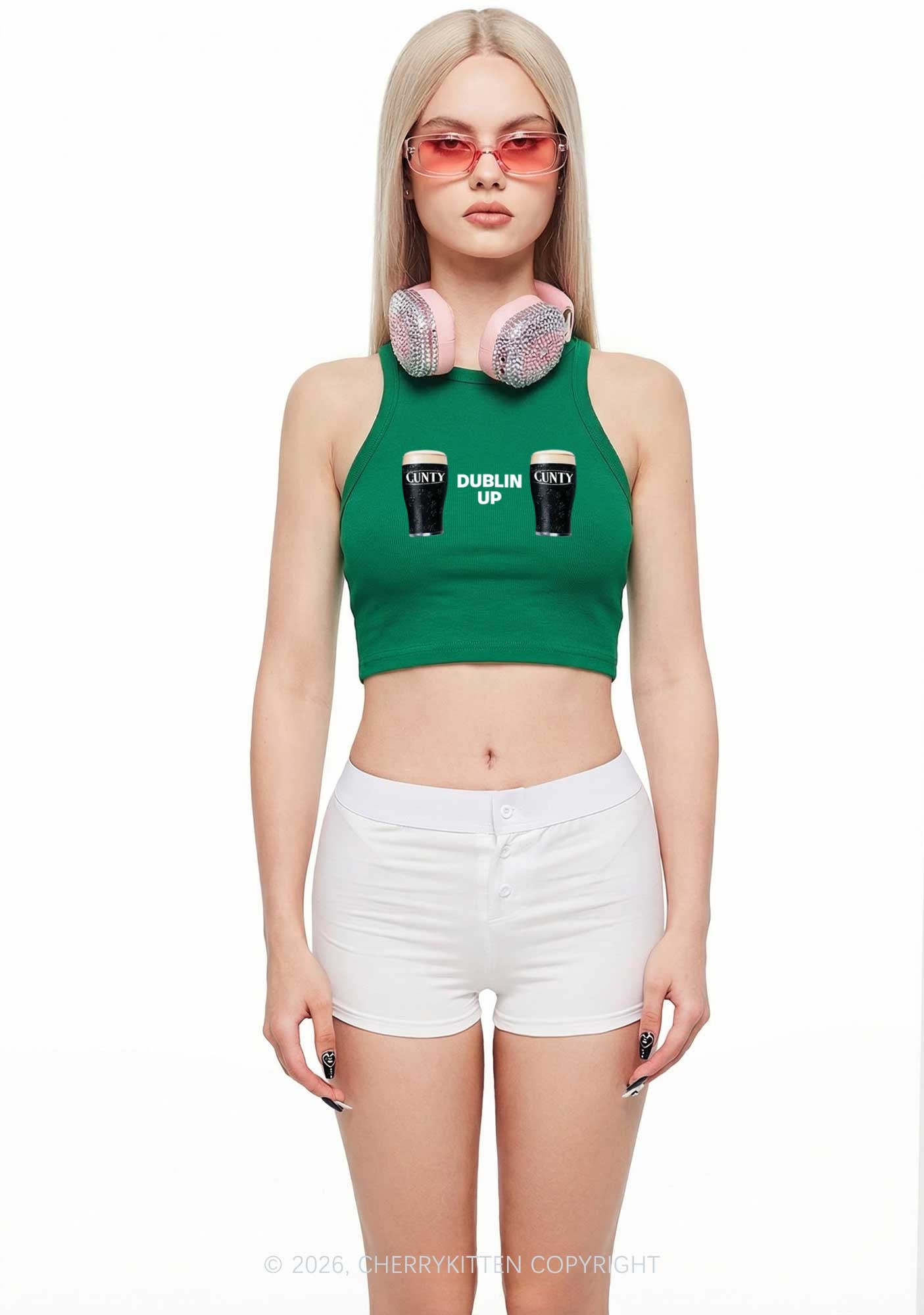 Dublin Up St Patricks Y2K Crop Tank Top Cherrykitten