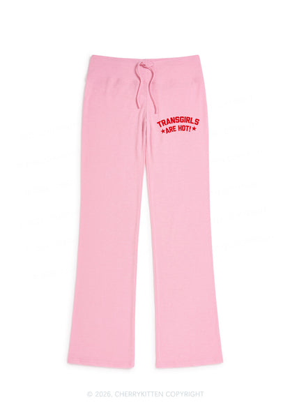 Transgirls Are Hot Pride Y2K Low Rise Drawstring Flare Pants Cherrykitten