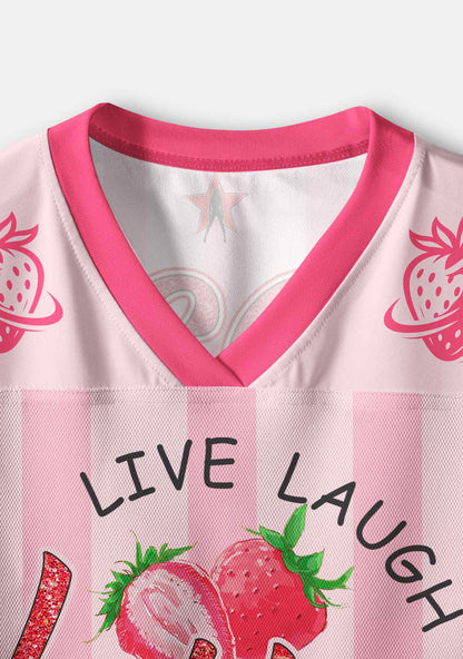 Live Laugh Lesbian Strawberry Pride Y2K Crop Sport Jersey Shirts Cherrykitten