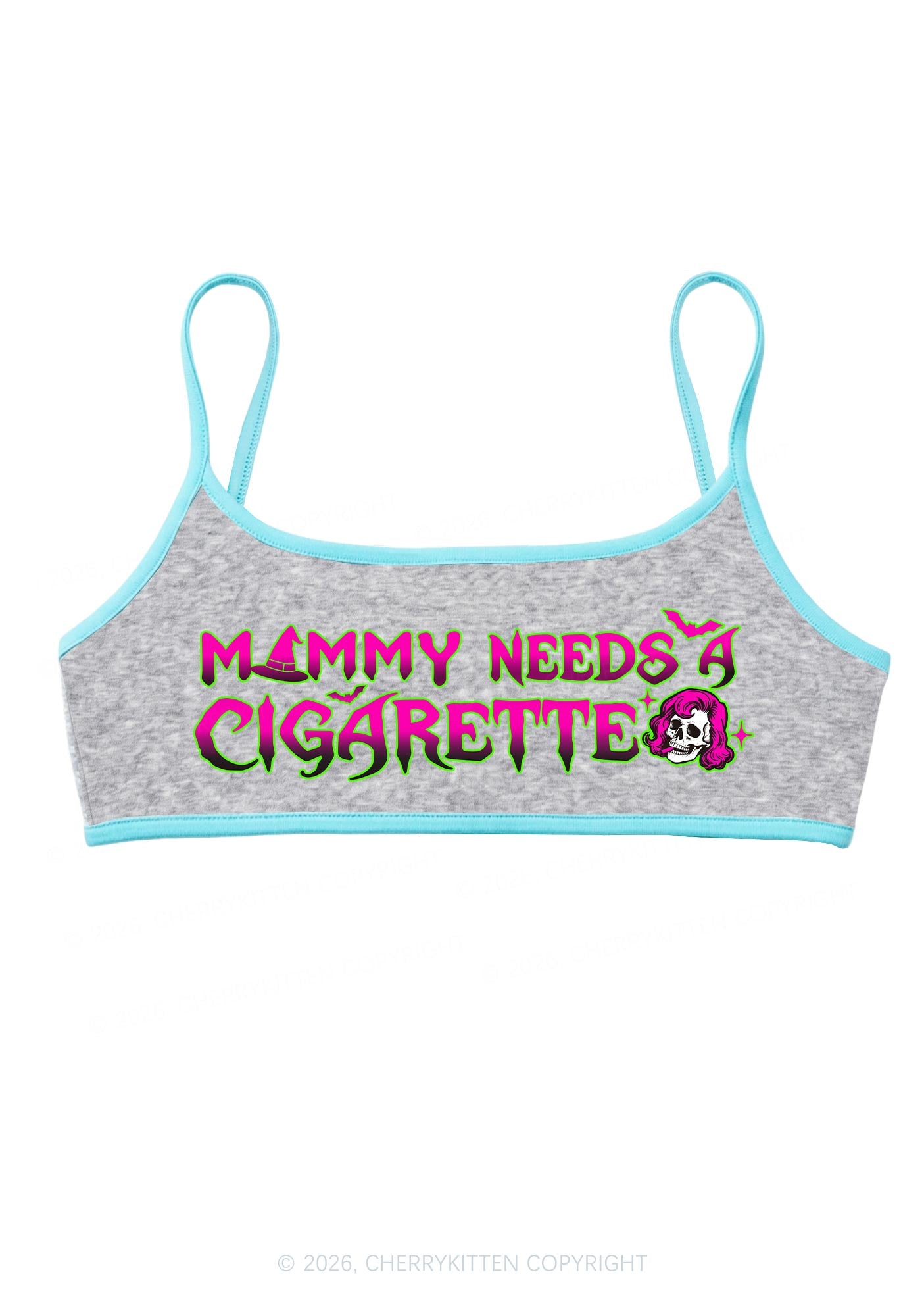 Halloween Witch Mommy Needs Cigarette Y2K Super Crop Cami Cherrykitten