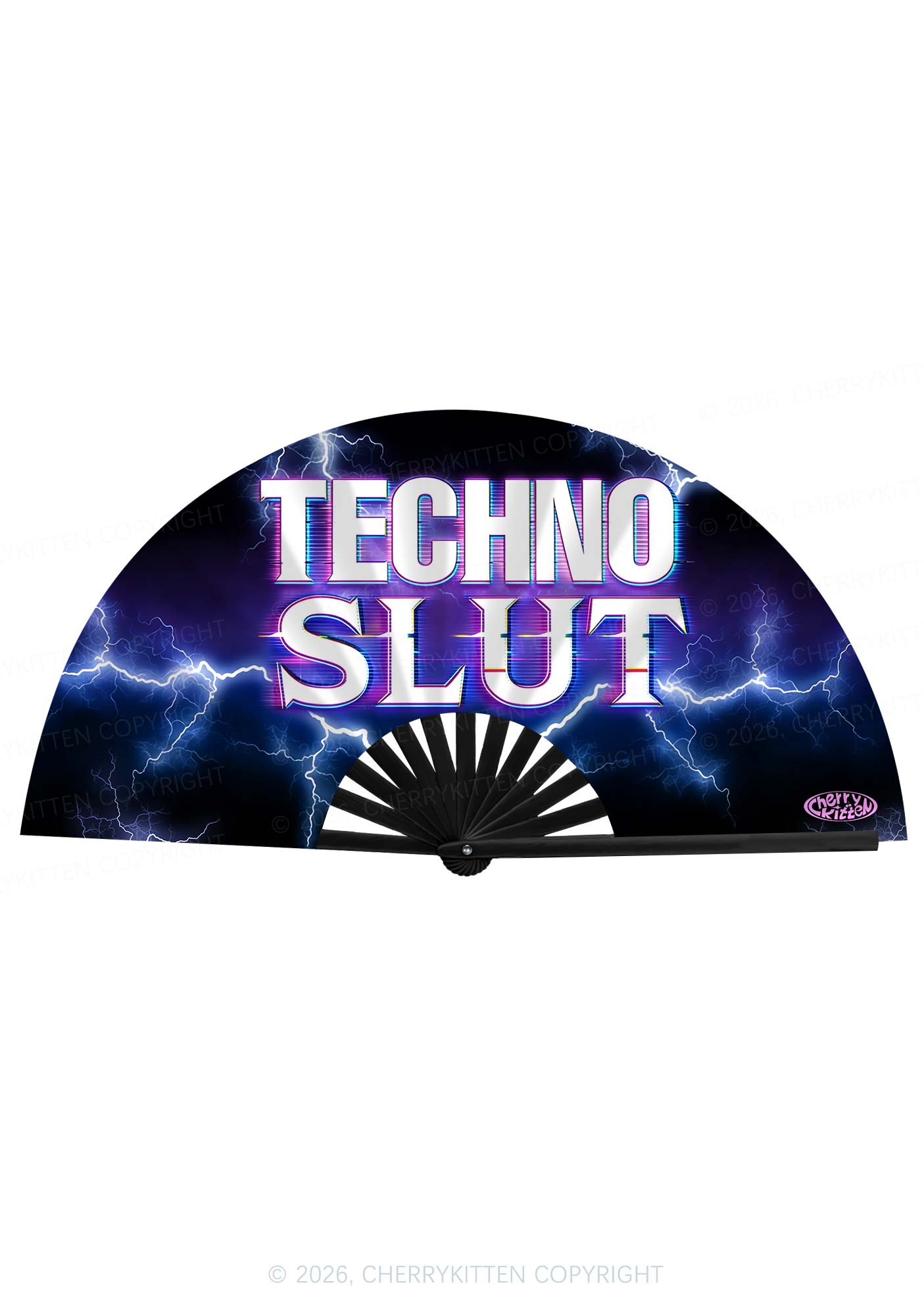 Techno Slxt Y2K Rave Hand Fan Cherrykitten