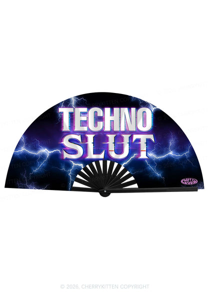 Techno Slxt Y2K Rave Hand Fan Cherrykitten