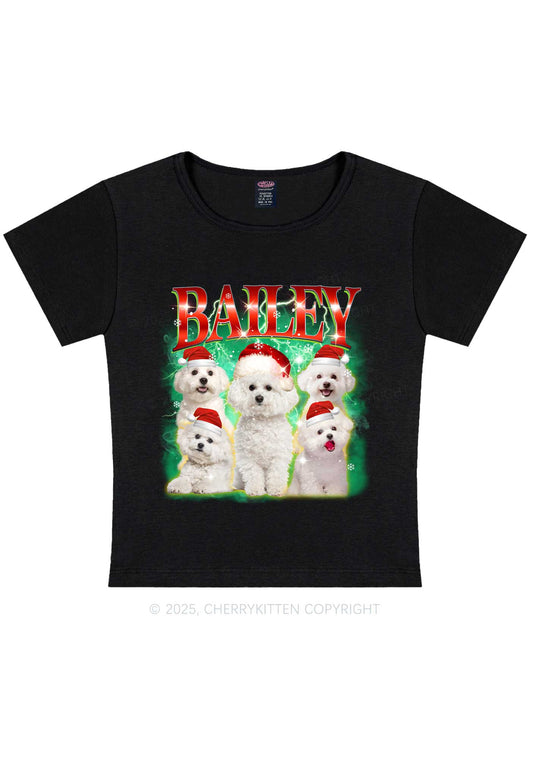 Custom Christmas Puppy Y2K Baby Tee Cherrykitten
