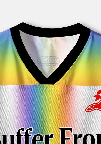 Rainbow Stripes Gay Thoughts Pride Y2K Crop Sport Jersey Shirts Cherrykitten
