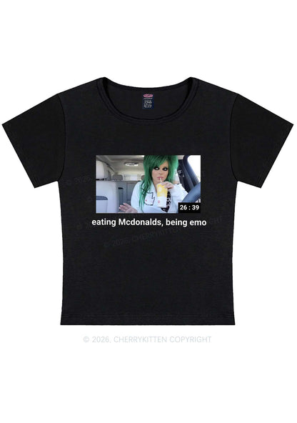 Eating Being Emo Y2K Baby Tee Cherrykitten
