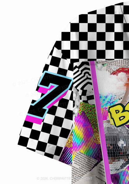 Bass And Drum Collage Y2K Crop Sport Jersey Shirts Cherrykitten