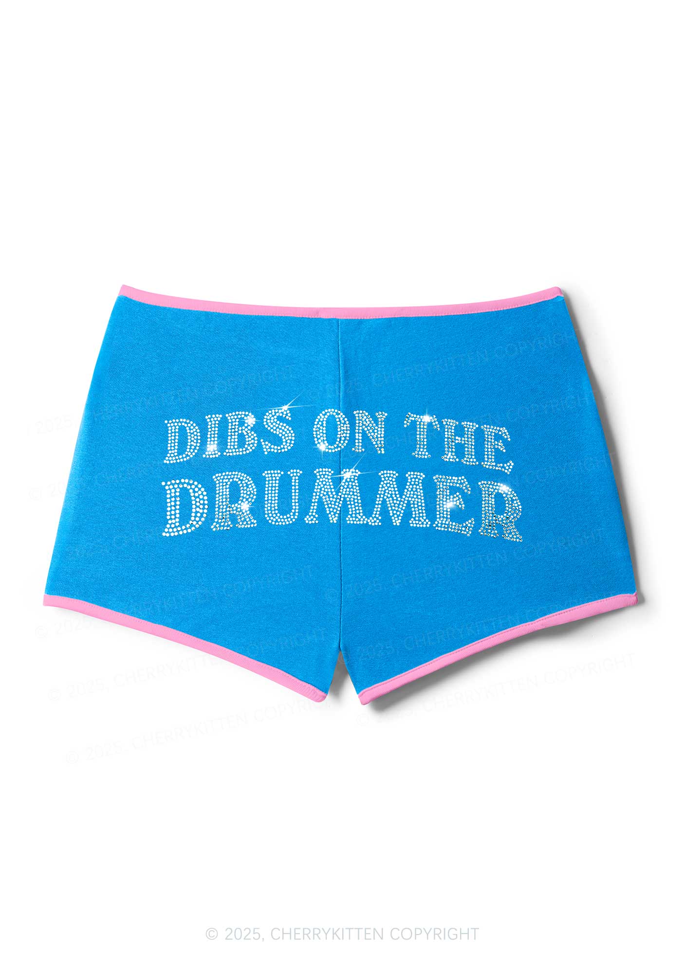 Rhinestone Dibs On The Drummer Y2K Booty Shorts Cherrykitten
