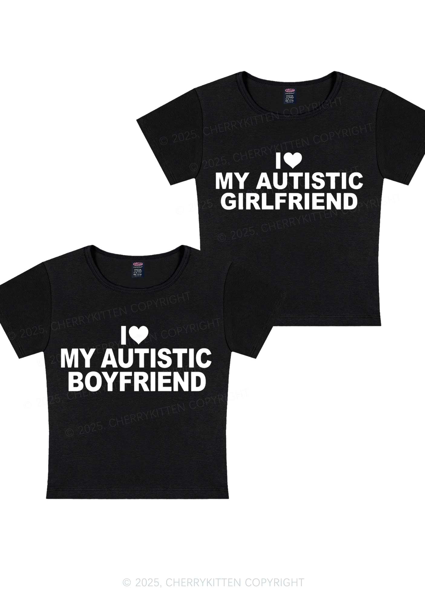 I Love My Autistic GF BF Y2K Valentine's Day Baby Tee Cherrykitten