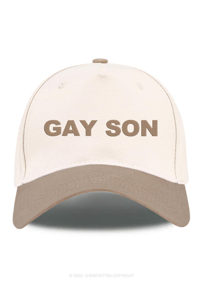 Embroidered Gay Son Pride Y2K Color Block Baseball Cap Cherrykitten