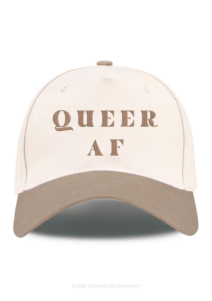 Embroidered Queer AF Pride Y2K Color Block Baseball Cap Cherrykitten