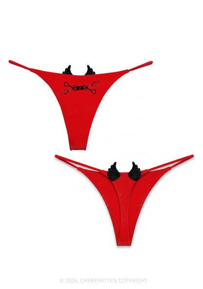 Pink Scissor Pride Y2K Goth Angel Wings Bikini String Thong Cherrykitten
