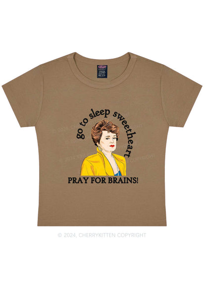 Pray For Brains Y2K Baby Tee Cherrykitten